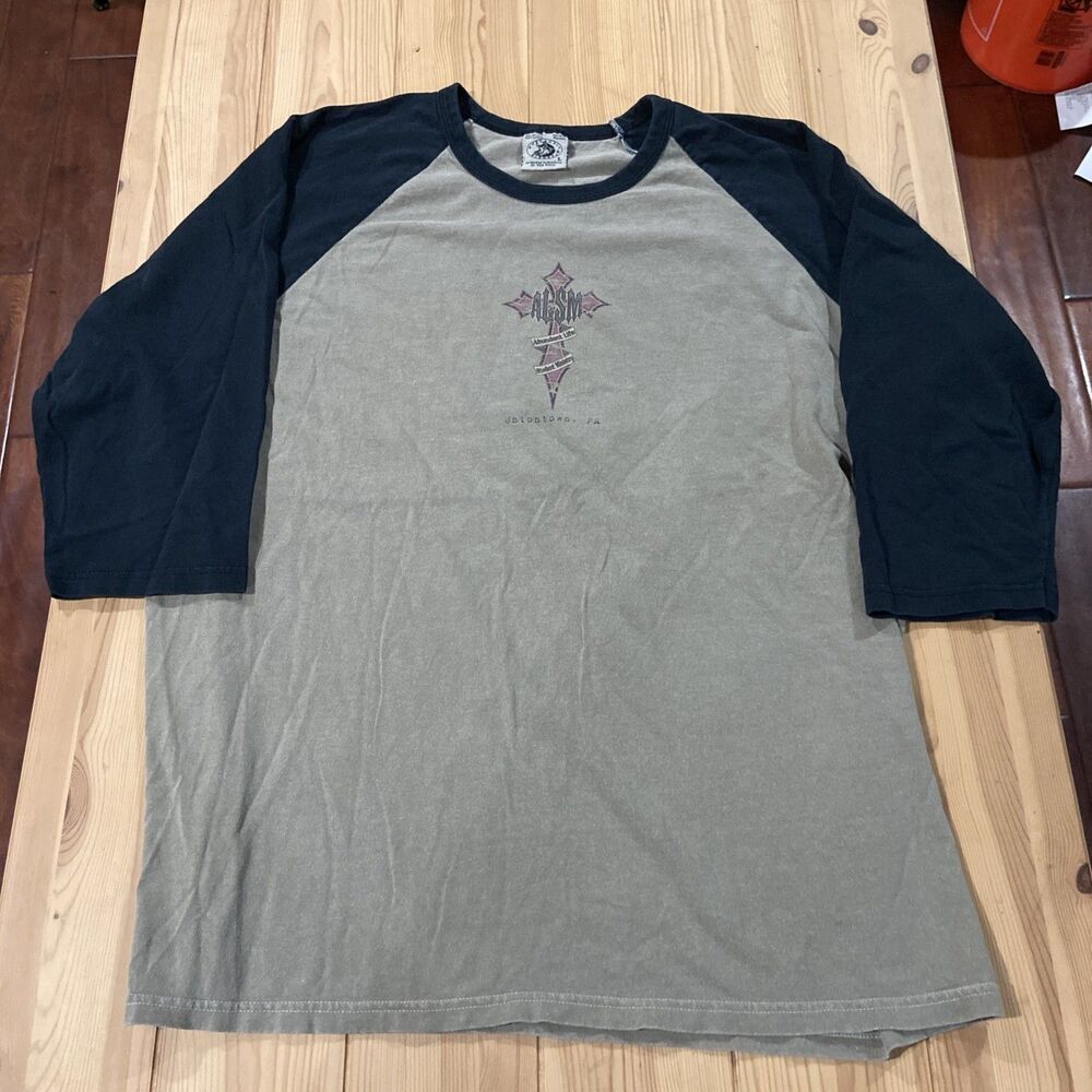 Y2K Jesus Cross 3/4 Raglan Shirt ALSM Abundant Life Student Ministry Large
